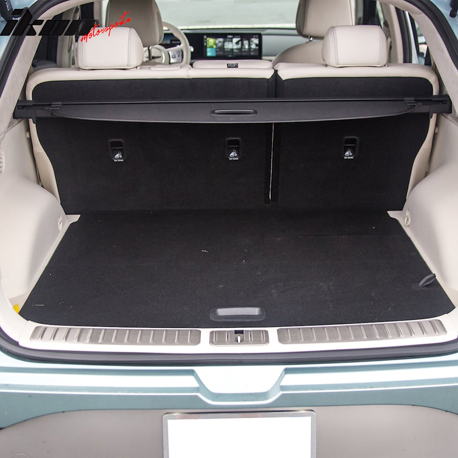 IKON MOTORSPRTS, Cargo Cover Compatible With 2023-2025 Genesis GV60, Black Rear Trunk Luggage Shade Retractable Security Tonneau Shield Accessory