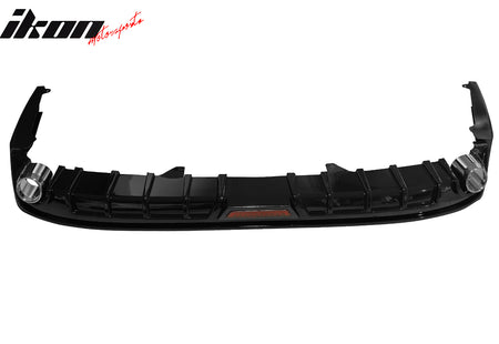 IKON MOTORSPORTS Rear Diffuser w/ LED Brack Light, Compatible with 2023-2026 Honda Accord, IK Style Gloss Black PP Shark Fin Rear Bumper Valance Spoiler, Air Dam Chin Splitter Molding 3PCS