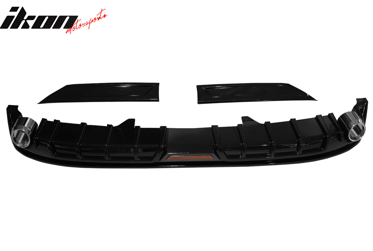 Fits 23-26 Honda Accord Gloss Black 3PCS Rear Bumper Diffuser W/ LED - IK Style