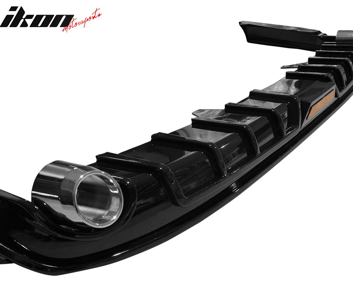 Fits 23-26 Honda Accord Gloss Black 3PCS Rear Bumper Diffuser W/ LED - IK Style