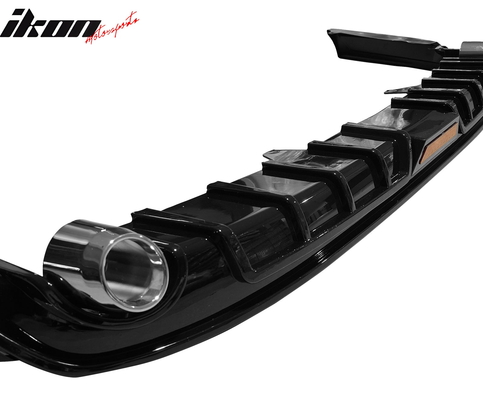 Fits 23-26 Honda Accord Gloss Black 3PCS Rear Bumper Diffuser W/ LED - IK Style