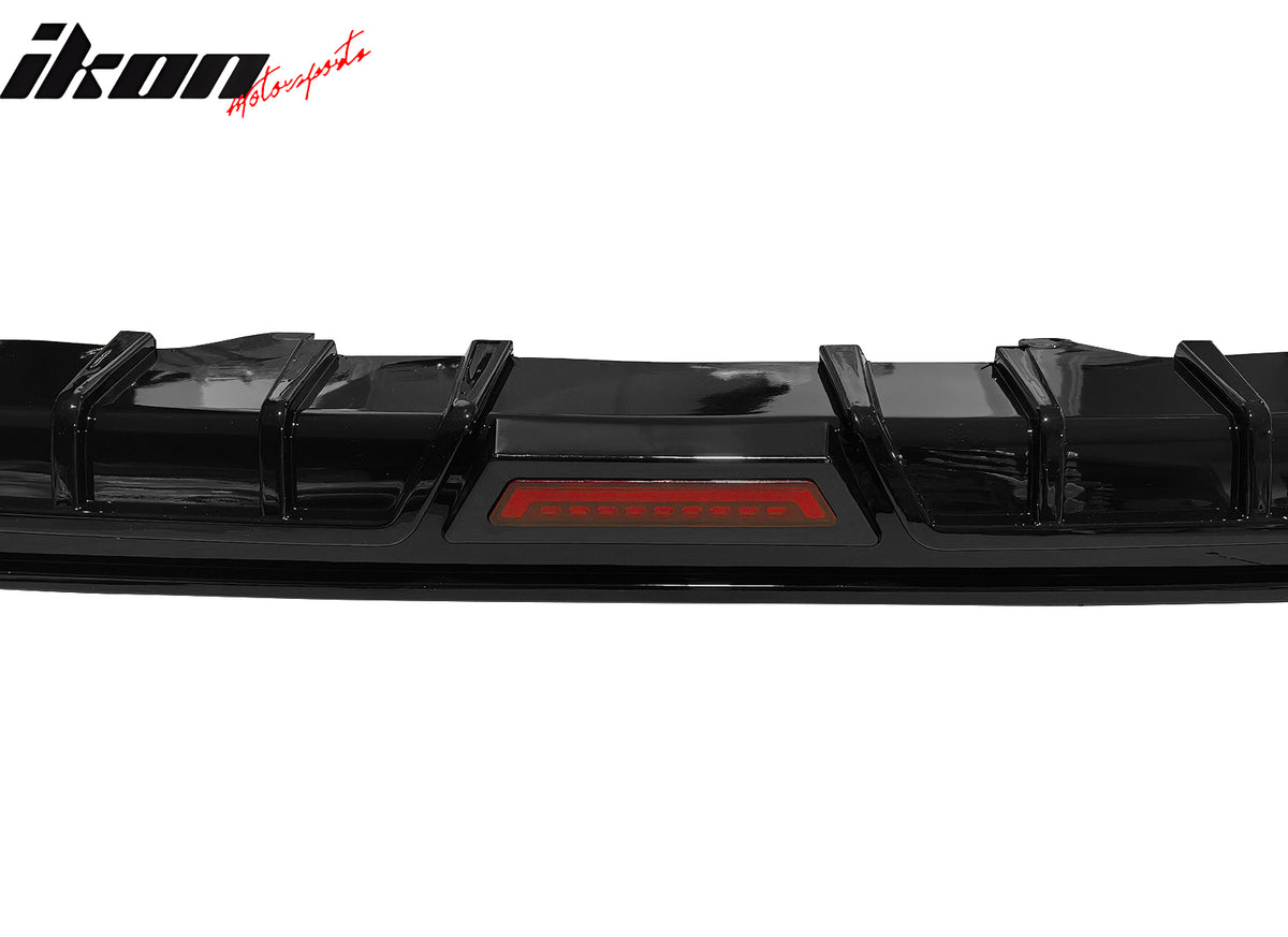 Fits 23-26 Honda Accord Gloss Black 3PCS Rear Bumper Diffuser W/ LED - IK Style