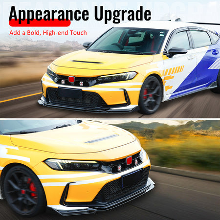 Fits 23-25 Honda Civic FL5 Type R Hatchback AK ABS Front Bumper Lip Gloss Black