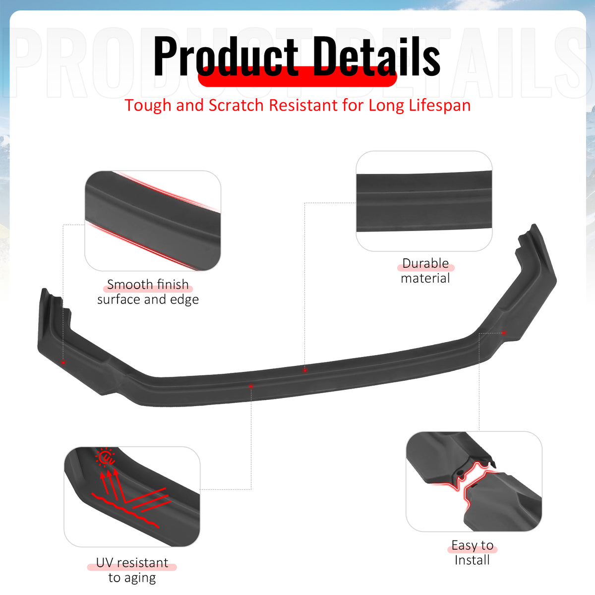 Fits 23-25 Honda Civic FL5 Type R Hatchback AK ABS Front Bumper Lip Matte Black