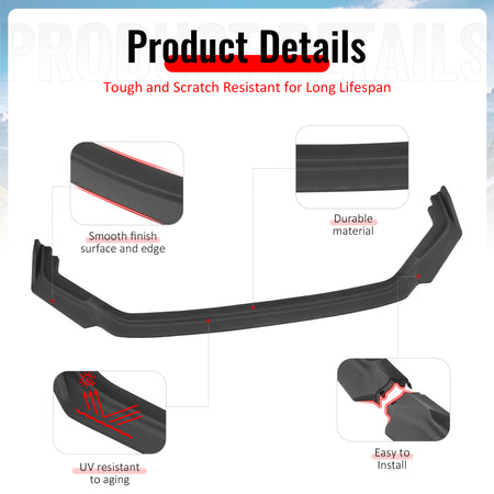 Fits 23-25 Honda Civic FL5 Type R Hatchback AK ABS Front Bumper Lip Matte Black