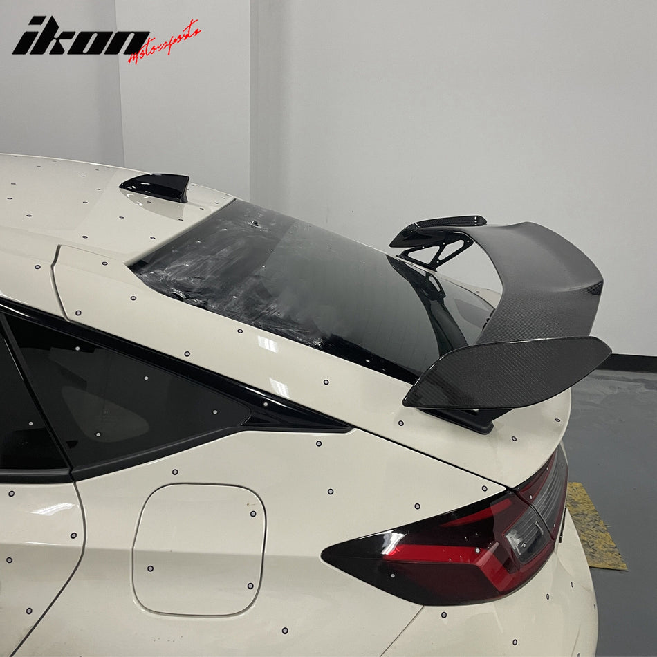 IKON MOTORSPRTS, Trunk Spoiler Compatible With 2023-2025 Honda Civic Type R, Real Carbon Fiber Highkick Rear Deck Lid Boot Wing Tail Trim