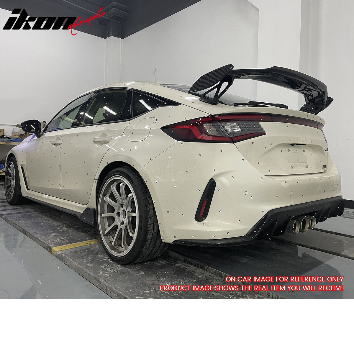 IKON MOTORSPORTS, Trunk Spoiler Compatible with 2023-2025 Honda Civic Type R, Factory Style Red Real Carbon Fiber Rear Trunk Lid Spoiler Wing Lip