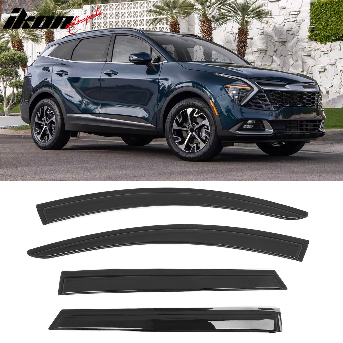2023 - 2025 Kia Sportage 4PCS Tape on Window Visors Vent Rain Sun GuardsIkon Motorsports