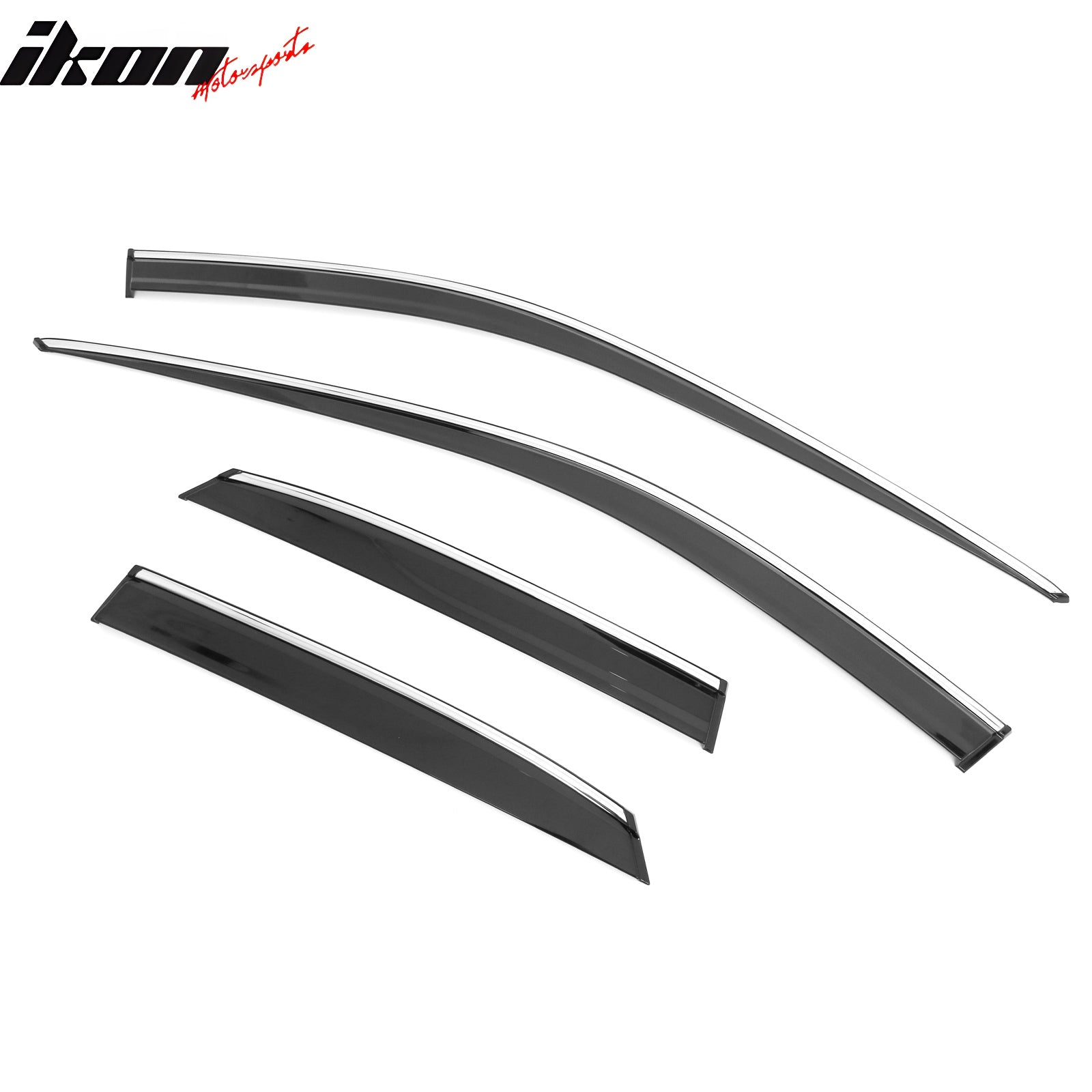 IKON MOTORSPORTS Tape on Window Visors W/Chrome Trim Compatible with 2023-2025 Lexus RX350/RX350h/RX450h+/RX500h, PC Polycarbonate Smoke/Tinted Rain Guards, Side Window Wind Deflectors 4PCS