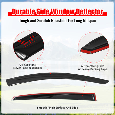 Fits 23-25 Nissan ARIYA Window Visors Vent Rain Wind Sun Guard Deflector Tape-On