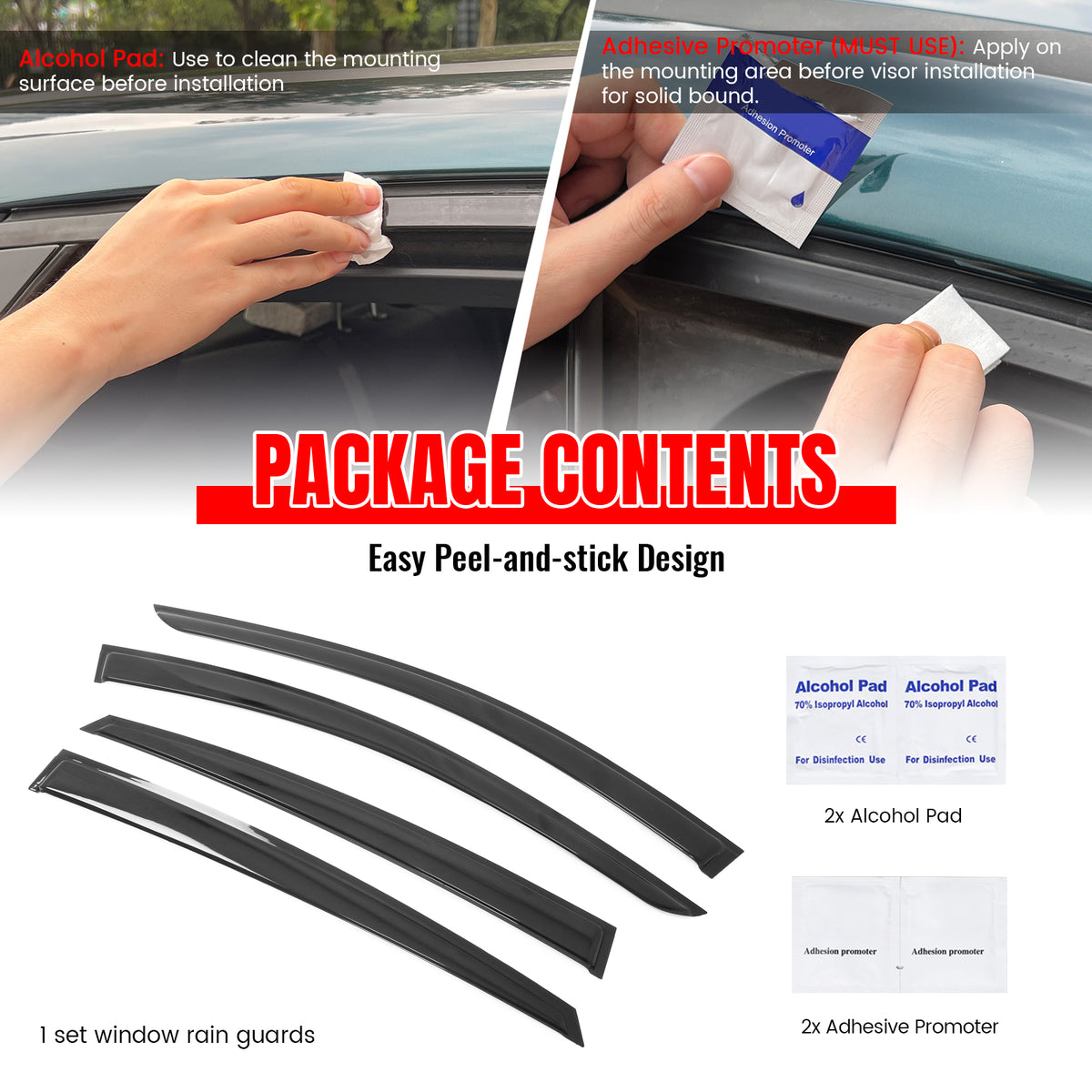 Fits 23-25 Nissan ARIYA Window Visors Vent Rain Wind Sun Guard Deflector Tape-On