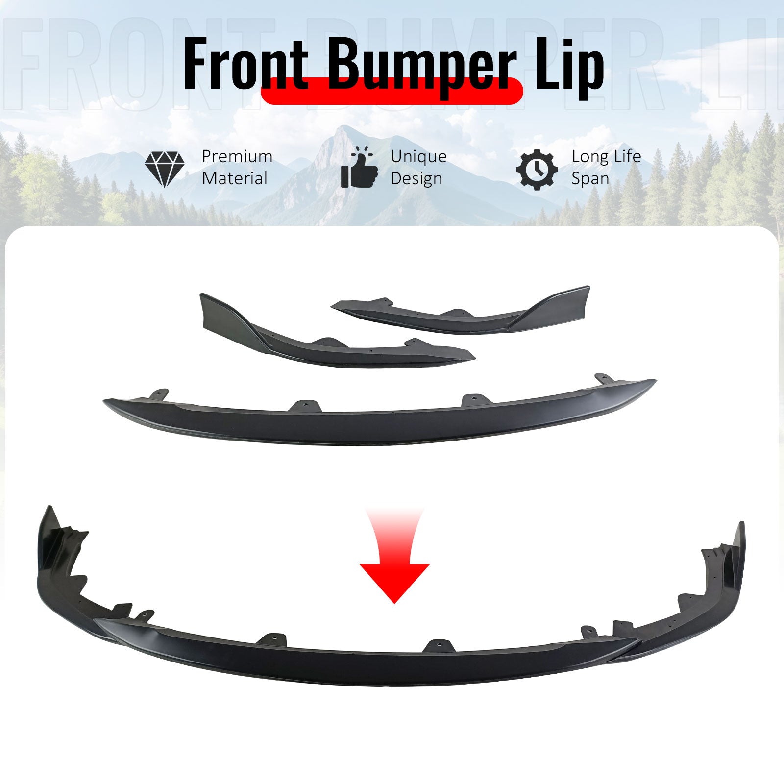 Fits 23-25 Toyota Corolla E210 Hatchback Front Bumper Lip Chin Primer Black 3PCS