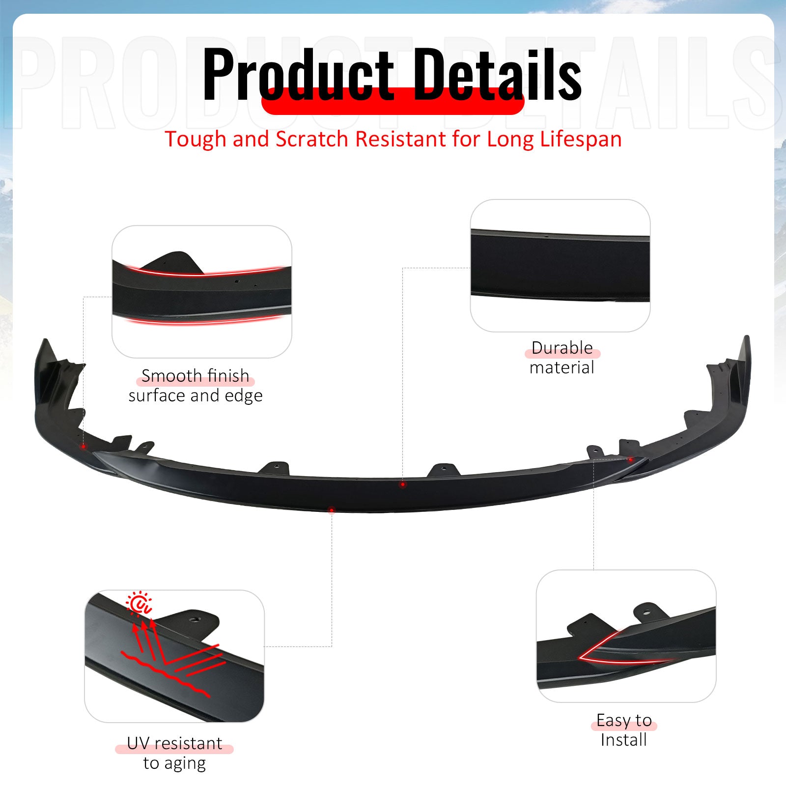 Fits 23-25 Toyota Corolla E210 Hatchback Front Bumper Lip Chin Primer Black 3PCS