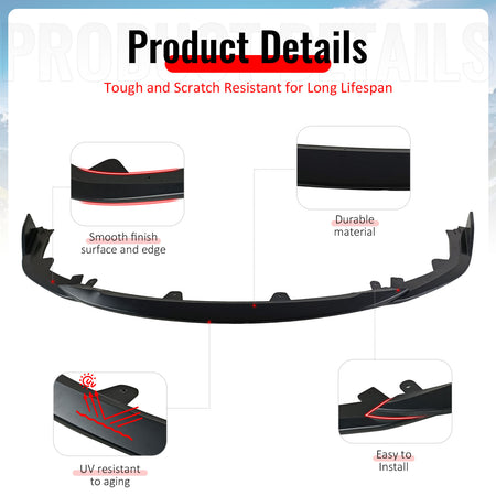 Fits 23-25 Toyota Corolla E210 Hatchback Front Bumper Lip Chin Primer Black 3PCS