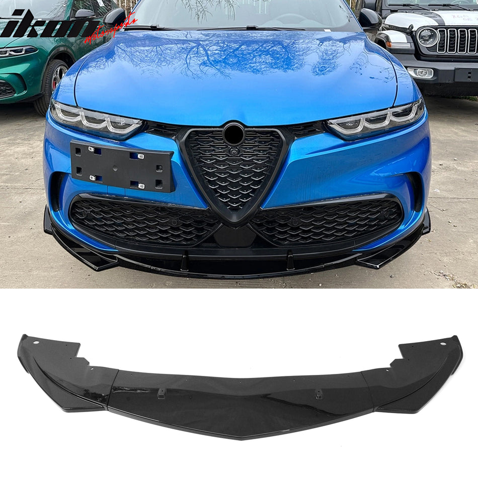 2023-2026 Alfa Romeo Tonale Gloss Black 3PCS Front Bumper Lip ABS - IKON Style