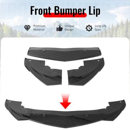 Fits 23-26 Alfa Romeo Tonale Gloss Black 3PCS Front Bumper Lip ABS - IKON Style