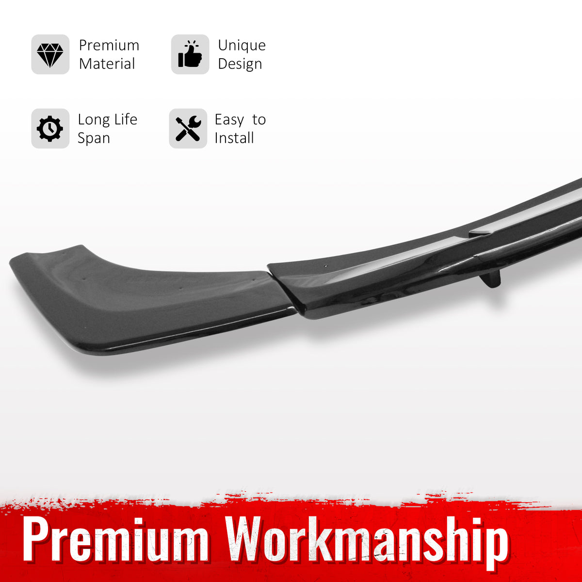 Fits 23-26 Alfa Romeo Tonale IKON Style Rear Bumper Diffuser 3PC Gloss Black ABS
