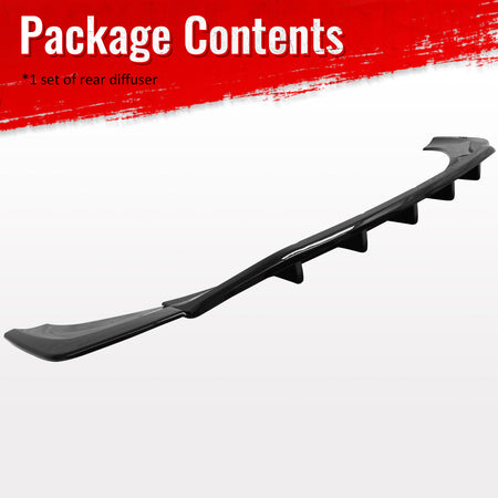 Fits 23-26 Alfa Romeo Tonale IKON Style Rear Bumper Diffuser 3PC Gloss Black ABS