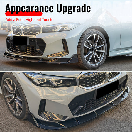 Fits 23-26 BMW G20 3-Series IKON Style Front Bumper Lip Spoiler Gloss Black 3PCS