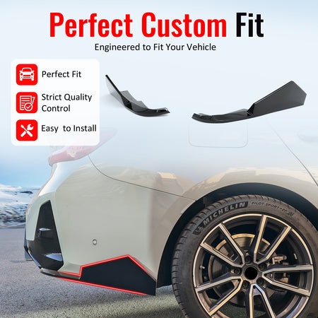 Fits 23-26 BMW G20 3-Series IKON Style Rear Bumper Side Corner Apron Gloss Black