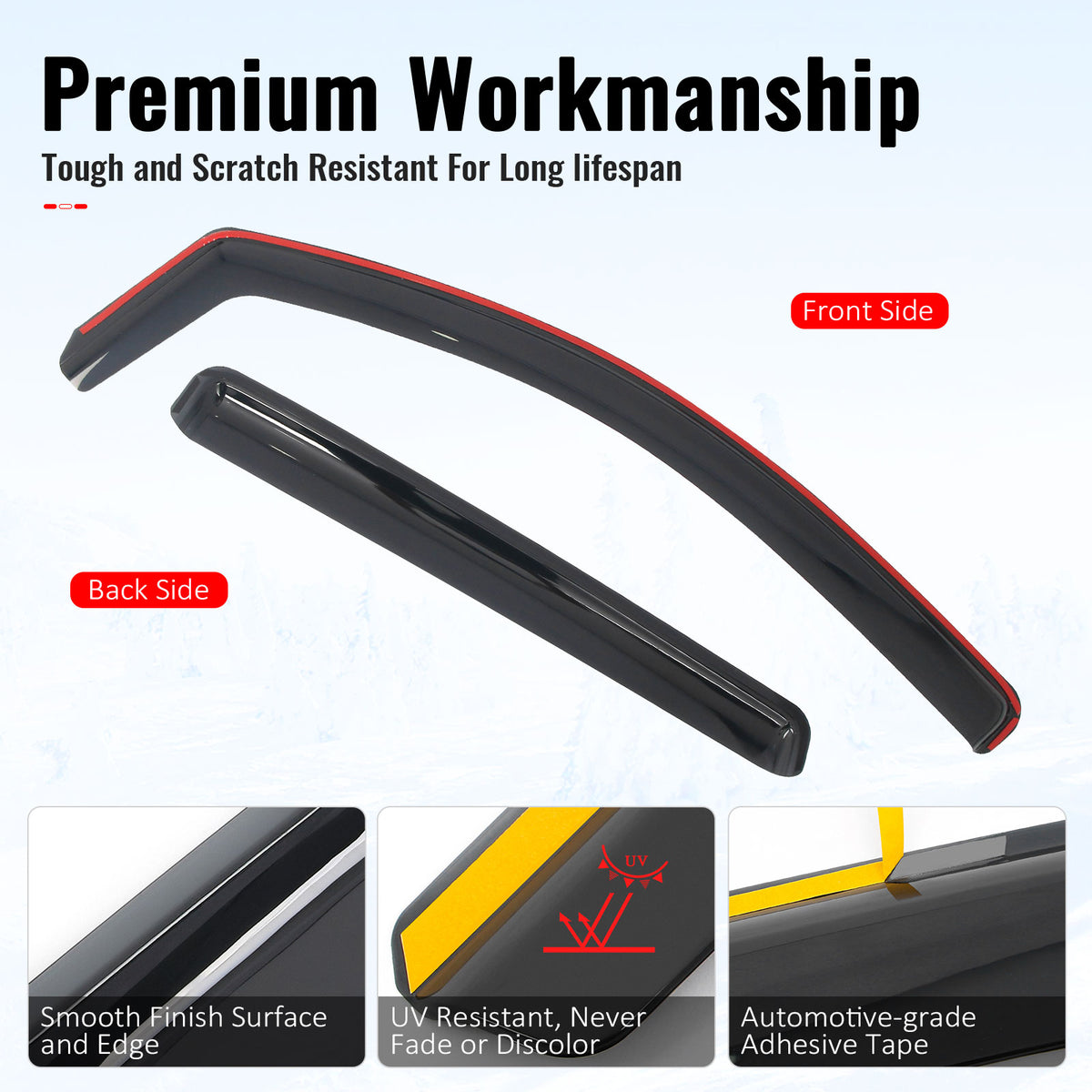 Fits 23-26 Chevrolet Colorado GMC Canyon Crew Cab In-Channel Window Visors Guard