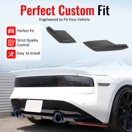 IKON MOTORSPORTS Rear Aprons, Compatible with 2023-2026 Nissan Z (400Z), V Style Carbon Fiber Print ABS Rear Bumper Lip Lower Side Spat Valance Winglet Canard Protector Pair