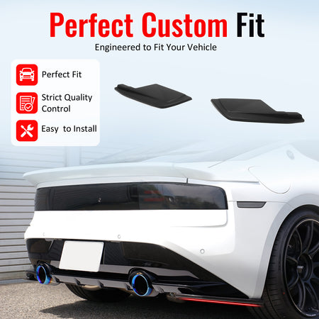 IKON MOTORSPORTS Rear Aprons, Compatible with 2023-2026 Nissan Z (400Z), V Style Matte Black ABS Rear Bumper Lip Lower Side Spat Valance Winglet Canard Protector Pair