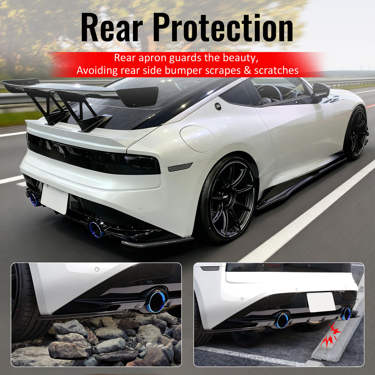 For 23-26 Nissan Z 400Z Matte Black V Style Rear Bumper Side Corner Aprons Cap