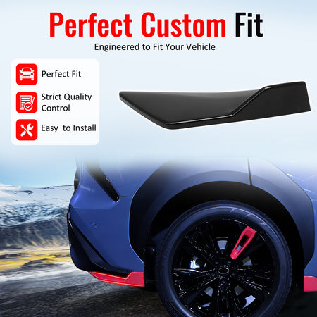IKON MOTORSPORTS Rear Aprons, Compatible with 2023-2026 Subaru Solterra, ST Style Gloss Black ABS Rear Bumper Lip Lower Side Spat Valance Winglet Canard Protector Pair