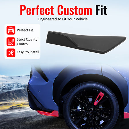 IKON MOTORSPORTS Rear Aprons, Compatible with 2023-2026 Subaru Solterra, ST Style Matte Black ABS Rear Bumper Lip Lower Side Spat Valance Winglet Canard Protector Pair