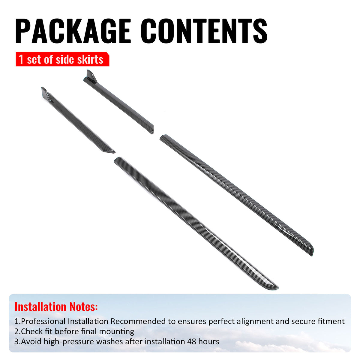 Fits 23-26 Solterra ST Style Side Skirt Extension Molding ABS Carbon Fiber Print