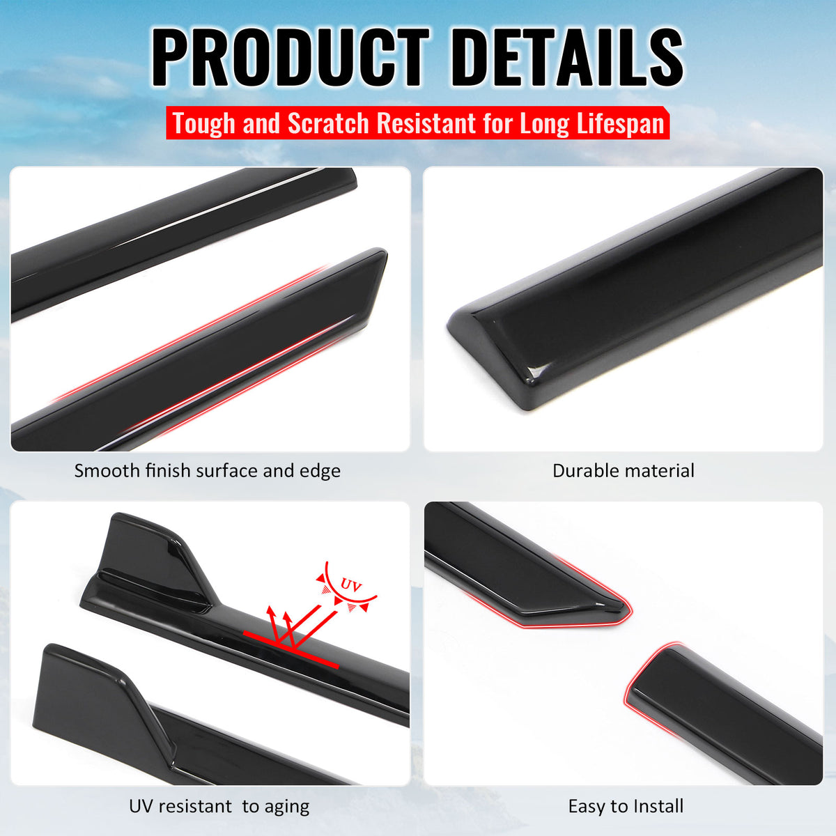 Fits 23-26 Subaru Solterra ST Style Side Skirt Extension Molding ABS Gloss Black