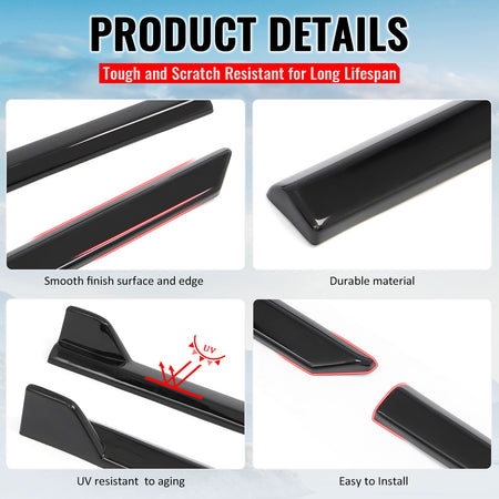 Fits 23-26 Subaru Solterra ST Style Side Skirt Extension Molding ABS Gloss Black