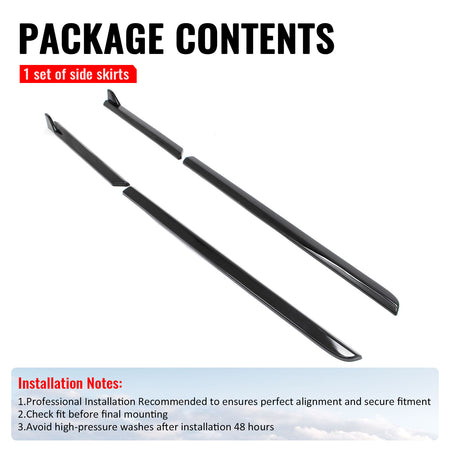 Fits 23-26 Subaru Solterra ST Style Side Skirt Extension Molding ABS Gloss Black