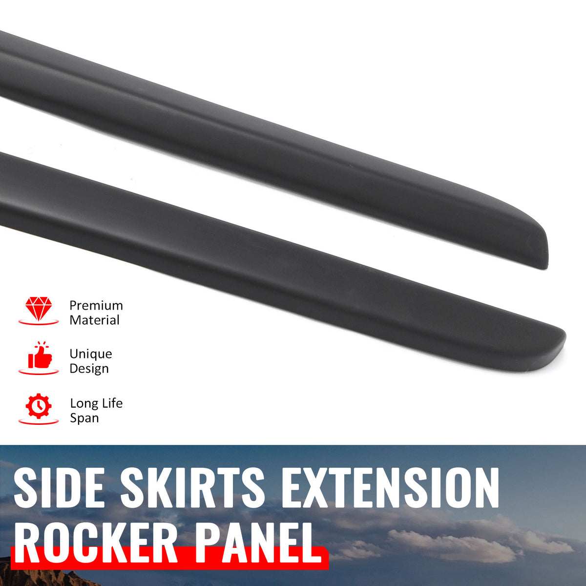Fits 23-26 Subaru Solterra ST Style Side Skirt Extension Molding ABS Matte Black