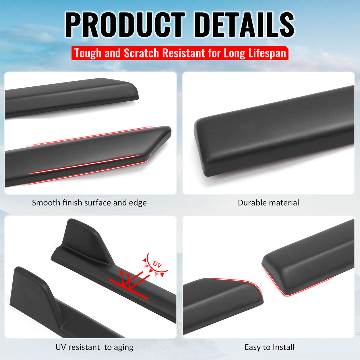 Fits 23-26 Subaru Solterra ST Style Side Skirt Extension Molding ABS Matte Black