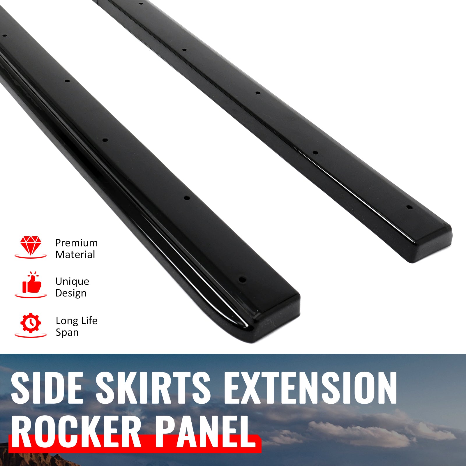 Fits 23-26 Toyota GR Corolla AS Style 2PCS Side Skirts Splitters Gloss Black PP