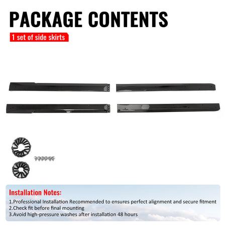 Fits 23-26 Toyota GR Corolla AS Style 2PCS Side Skirts Splitters Gloss Black PP