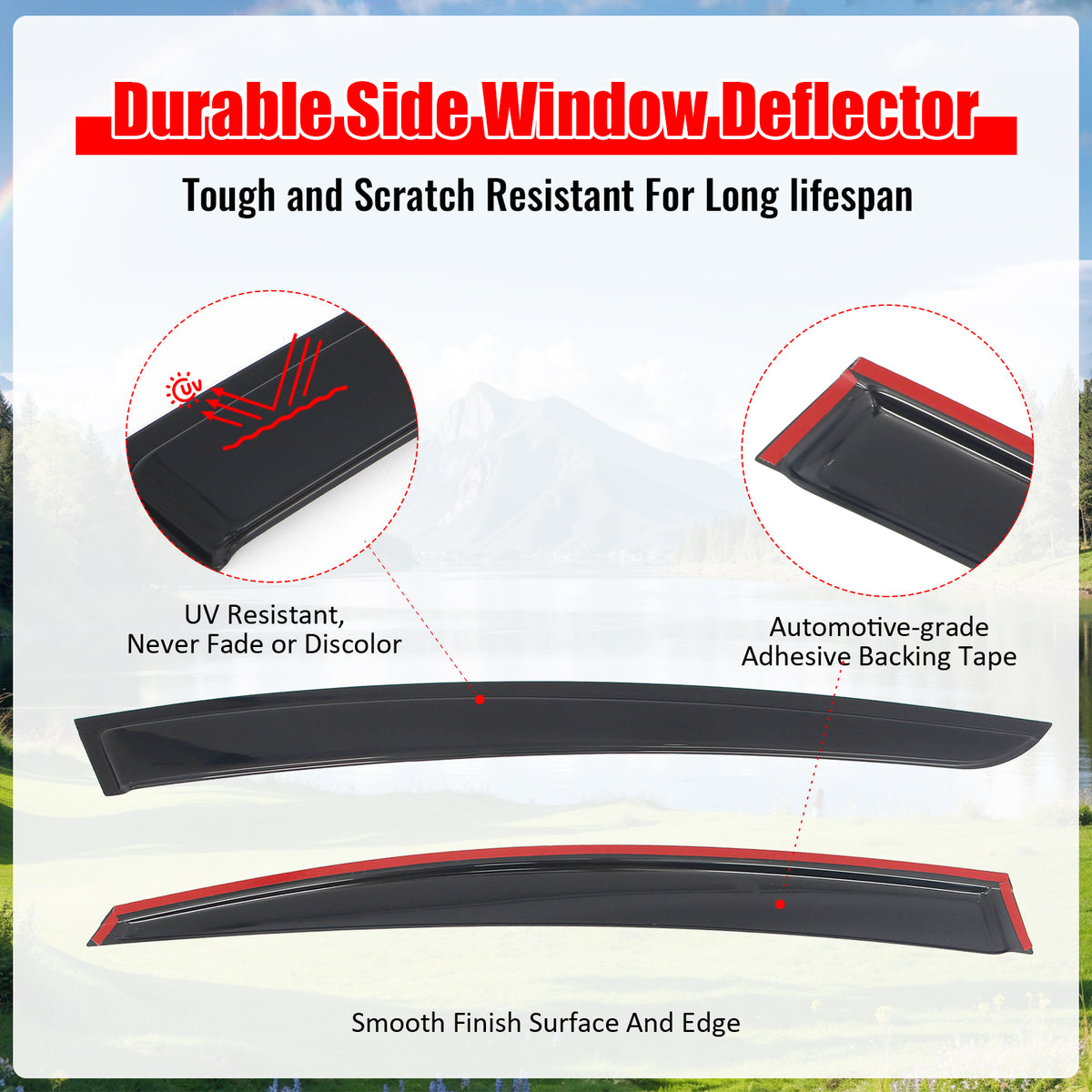 Fits 23-26 Toyota Prius & Prius Prime XW60 Tape-on Window Visors Vent Deflectors