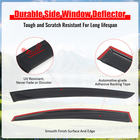 Fits 23-26 Toyota Prius & Prius Prime XW60 Tape-on Window Visors Vent Deflectors