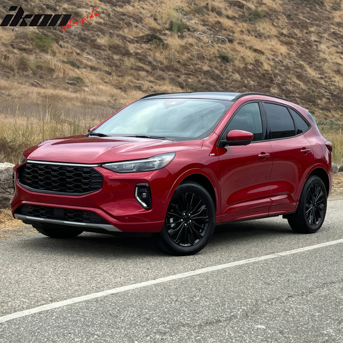 IKON MOTORSPORTS Fog Lights, Compatible with 2023-2026 Ford Escape, LED White Lens Black Housing Front Bumper Driving Fog Lamp (with Harness), Pair