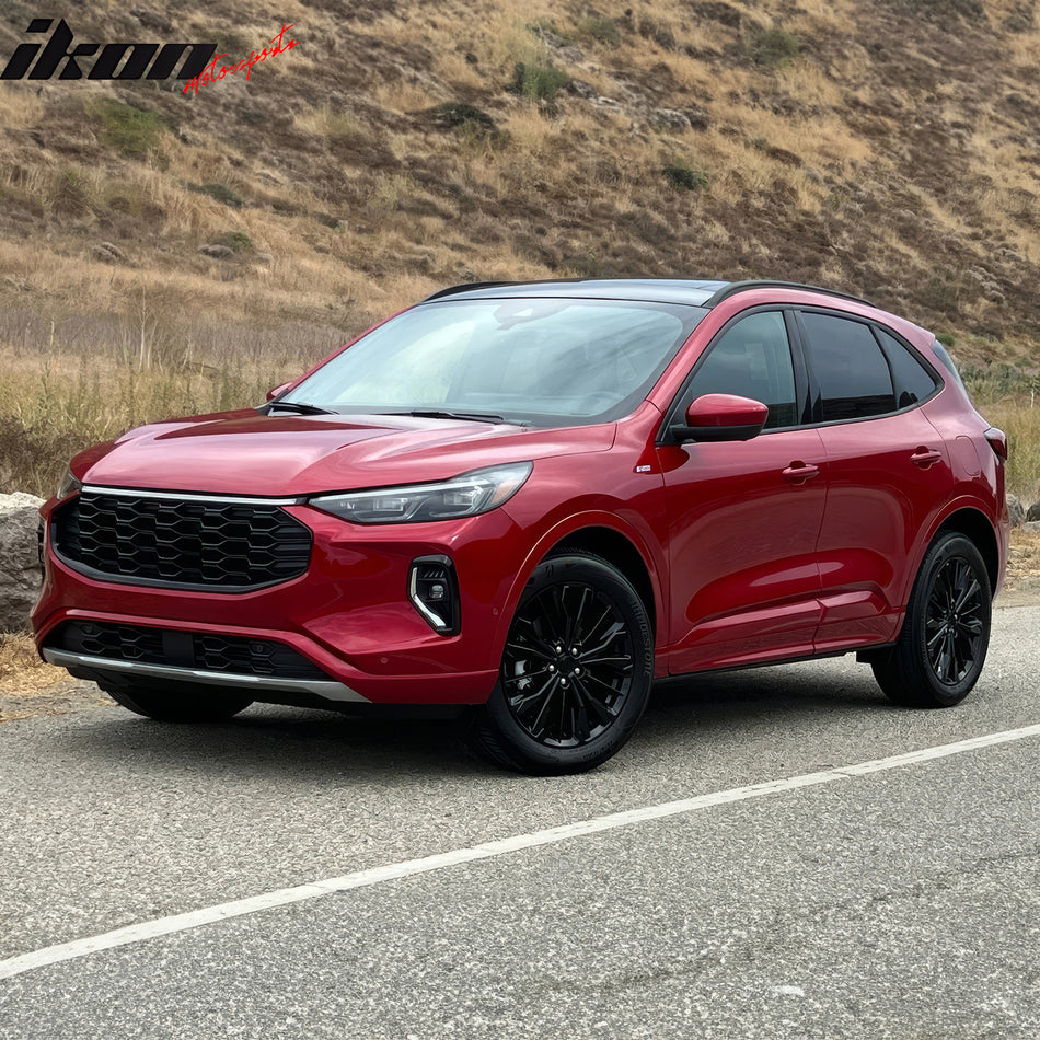 IKON MOTORSPORTS Fog Lights, Compatible with 2023-2026 Ford Escape, LED White Lens Black Housing Front Bumper Driving Fog Lamp (with Harness), Pair