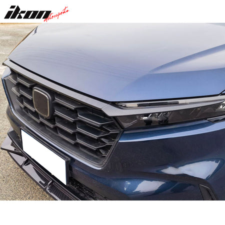 IKON MOTORSPORTS, Front Grille Trims Compatible With 2023-2026 Honda CR-V All Models, OE Style Carbon Fiber Print ABS Bonnet Headlight Molding Trim 3PCS