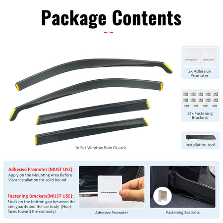 Fits 23-26 Honda CR-V Side Window Visors Injection PC In-Channel Deflectors 4PCS