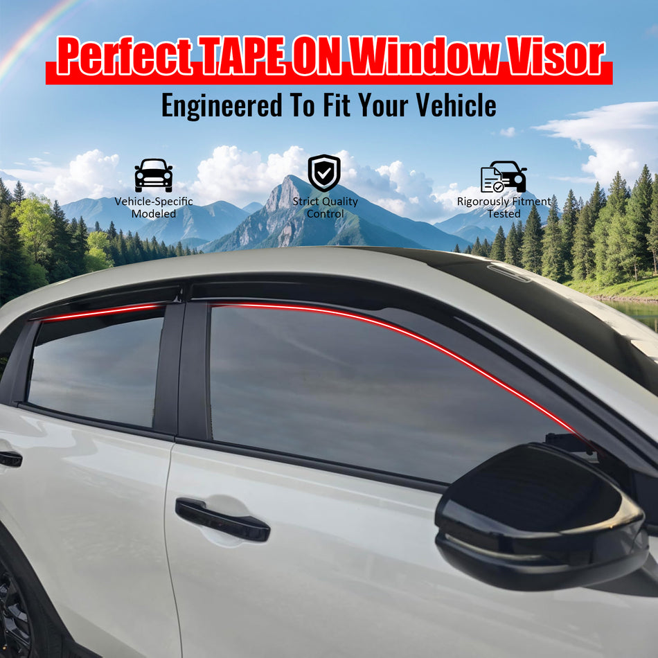 IKON MOTORSPORTS Tape on Window Visors Compatible with 2023-2026 Honda HR-V, Slim Style Acrylic Smoke Rain Guards, Side Window Wind Deflectors 4PCS