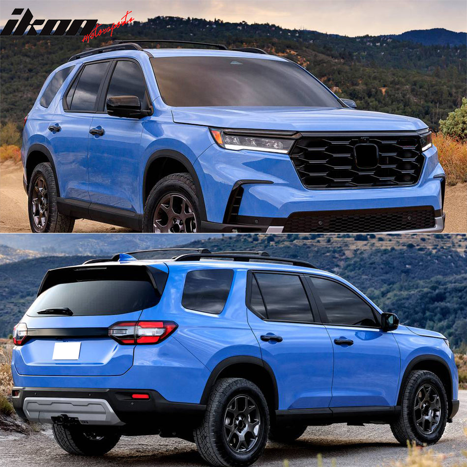 IKON MOTORSPORTS Roof Rack Cross Bars, Compatible with 2023-2026 Honda Pilot, OE Style Aluminum ABS Black Cargo Rooftop Luggage Crossbars Carrier