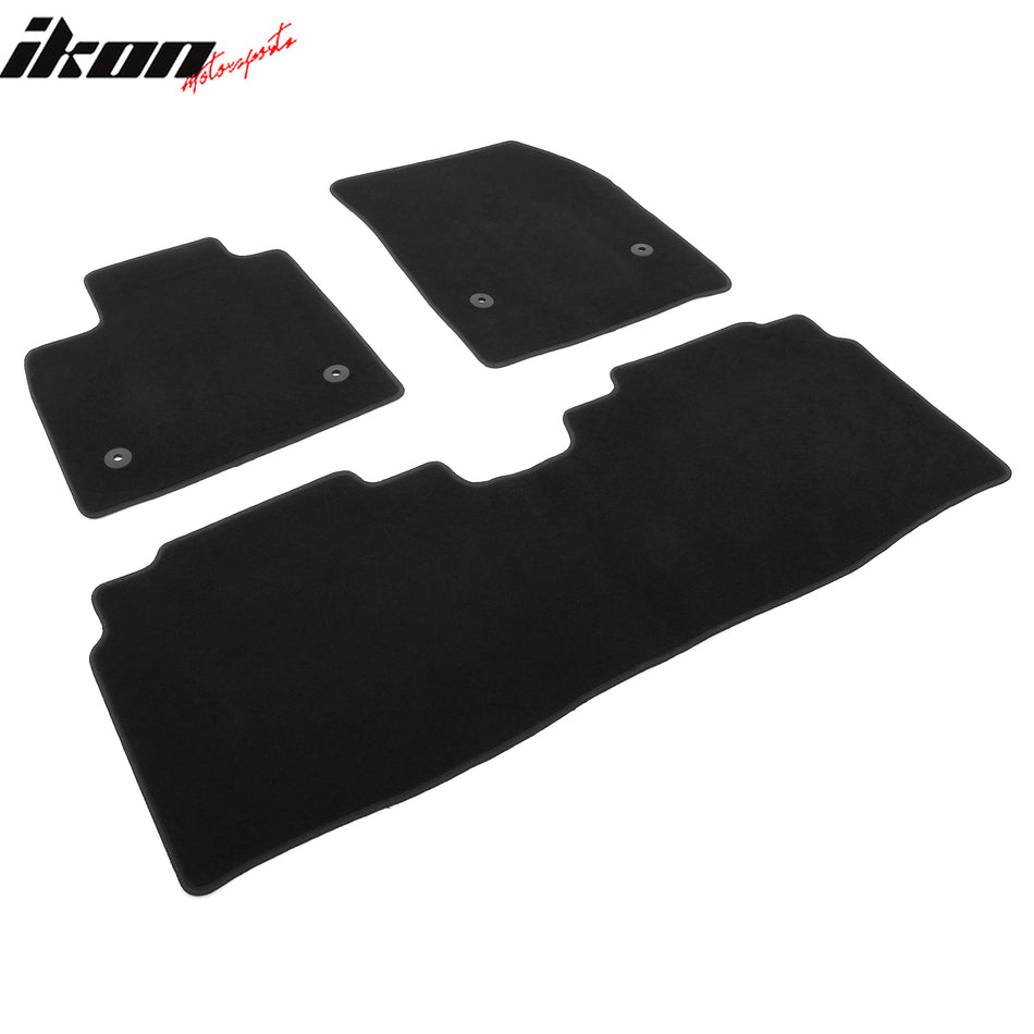 IKON MOTORSPORTS, Nylon Car Floor Mats Compatible with 2024-2025 Acura ZDX, OE Fitment Style Black Driver Passenger Car Carpets, Front Rear 3PCS Full Set