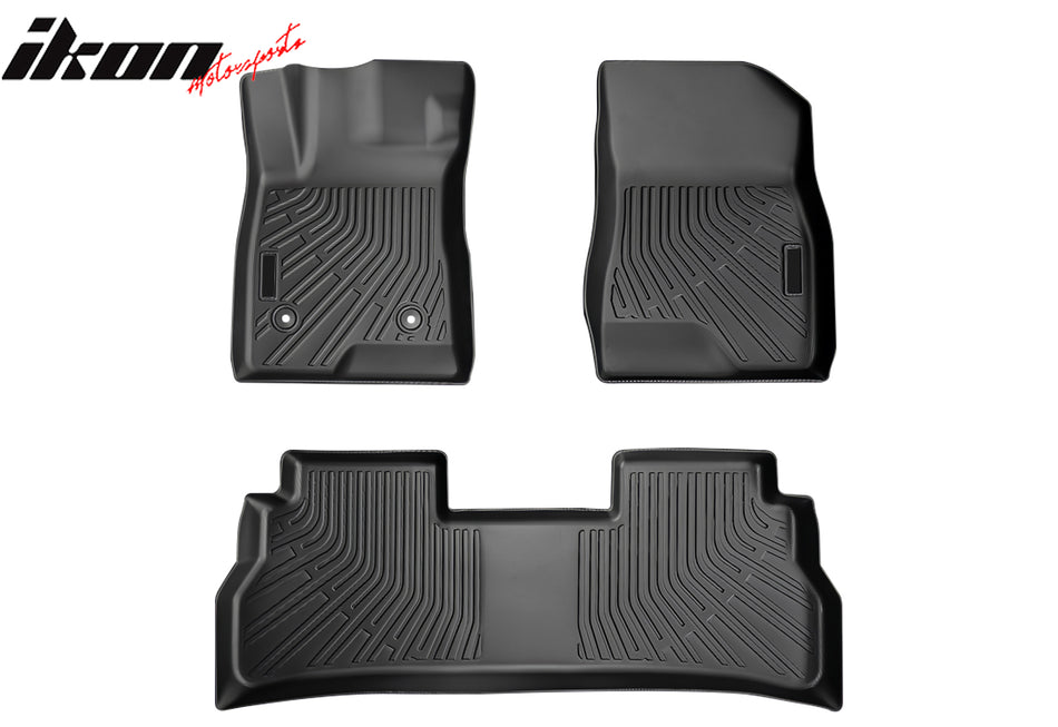 IKON MOTORSPORTS 3D TPE Floor Mats& Trunk Mat Liner, Compatible with 2024-2026 Chevrolet Trax, All Weather Waterproof Non-Slip Floor Liners, Front & 2nd Row Full Set Car Interior Accessories, Black