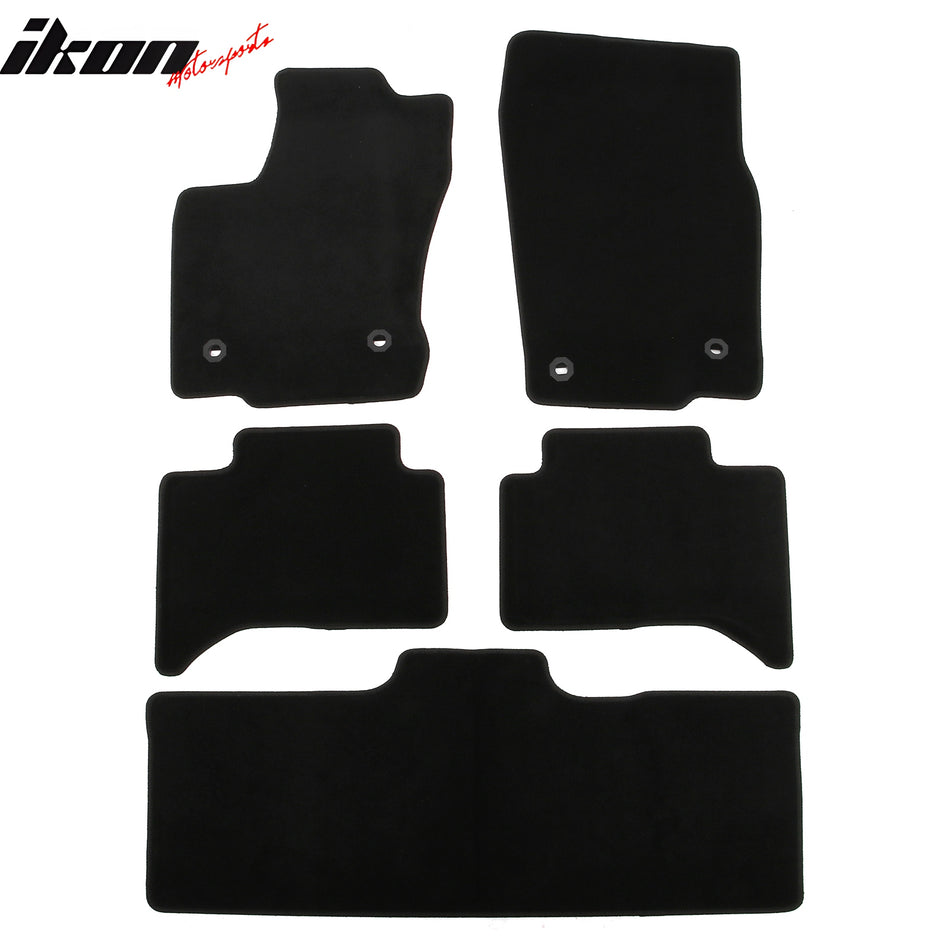 IKON MOTORSPORTS, Nylon Car Floor Mats Compatible with 2024-2025 Lexus GX550 6 / 7 Seats, OE Fitment Style Black Driver Passenger Car Carpets, Front Rear 5PCS Full Set