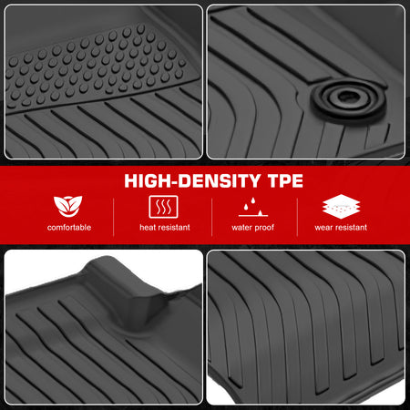 IKON MOTORSPORTS 3D TPE Floor Mats, Compatible with 2024-2025 Lexus GX550 7-Seats, All Weather Waterproof Non-Slip Floor Liners, Front & 2nd Row Full Set Interior Accessories, Black